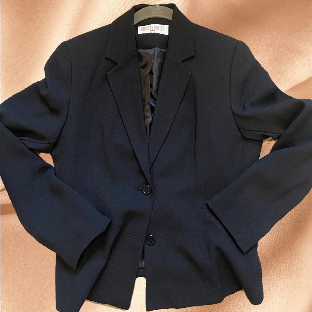 Christy Miller Black Blazer suit jacket two buttons fitted new size 8P lined